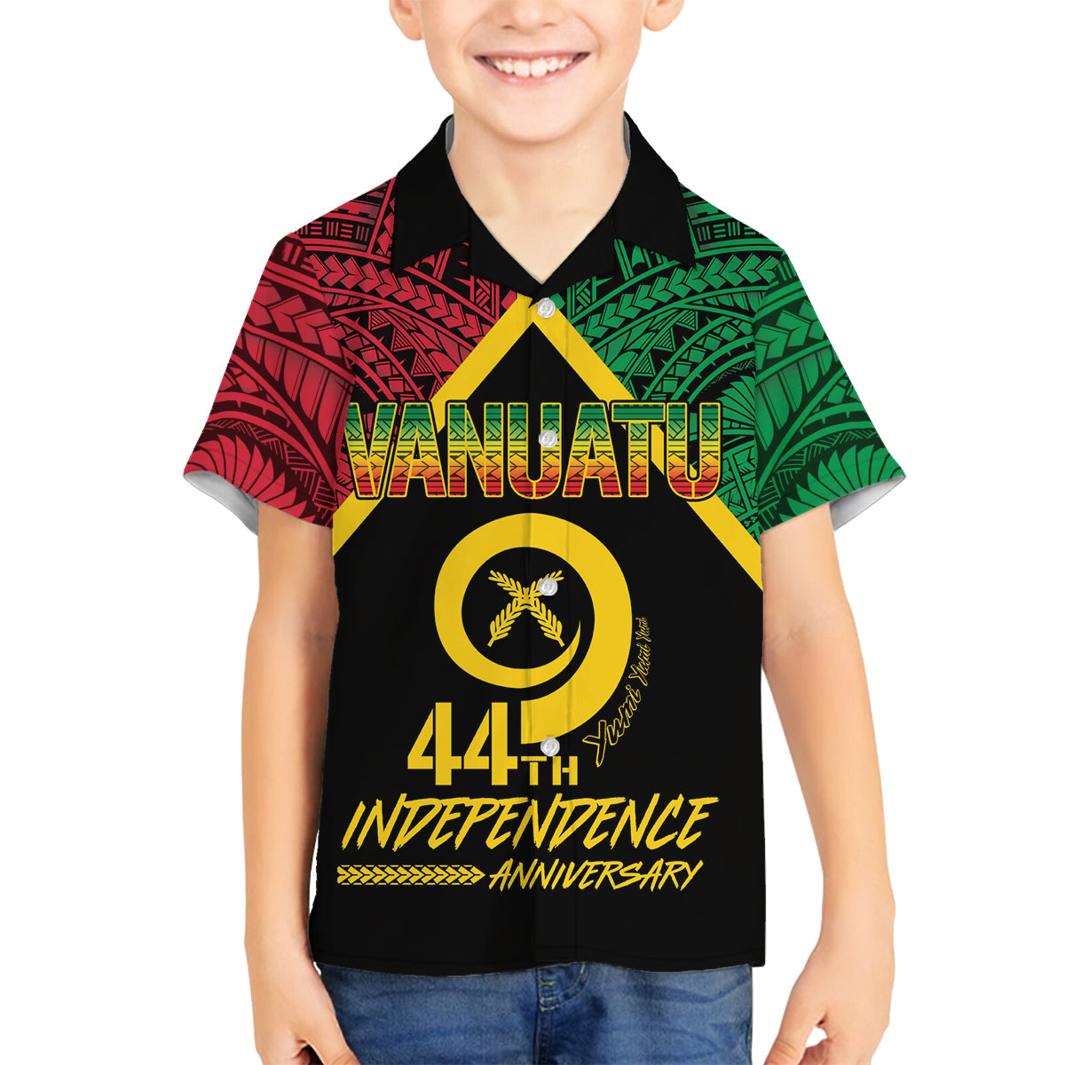 Vanuatu 44th Independence Anniversary Family Matching Tank Maxi Dress and Hawaiian Shirt LT7 Son's Shirt Colorful - Polynesian Pride