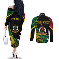 Vanuatu Independence Day Yumi 44 Couples Matching Off The Shoulder Long Sleeve Dress and Long Sleeve Button Shirt LT7 - Polynesian Pride