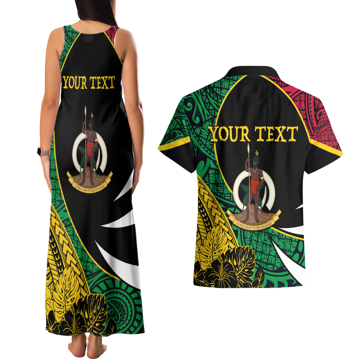 Vanuatu Independence Day Yumi 44 Couples Matching Tank Maxi Dress and Hawaiian Shirt LT7 - Polynesian Pride
