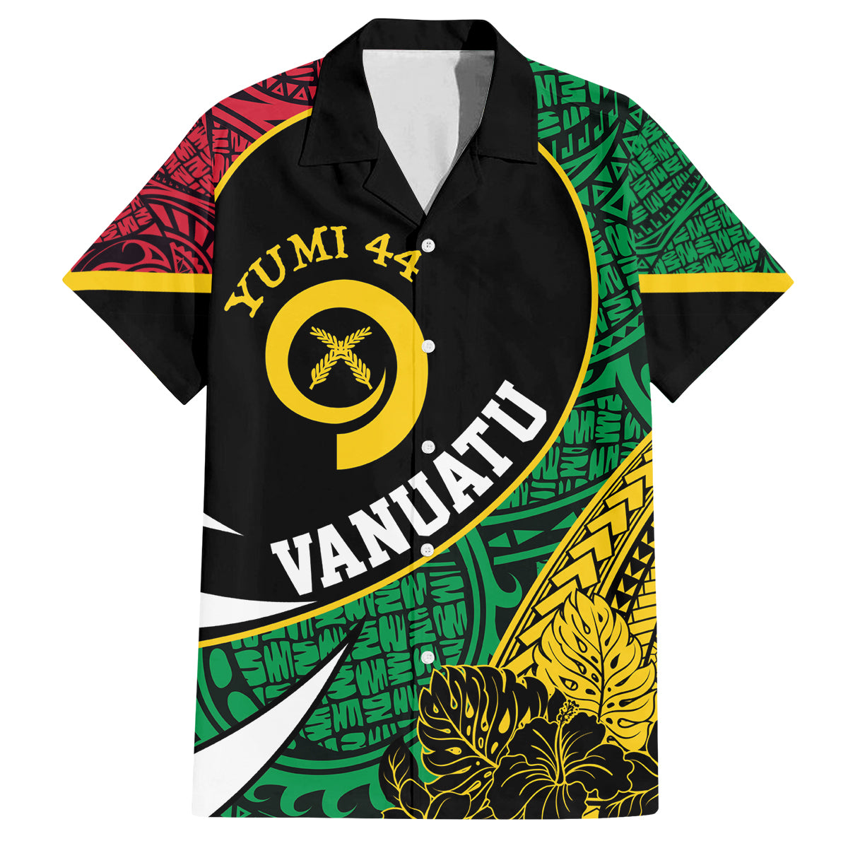 Vanuatu Independence Day Yumi 44 Family Matching Off Shoulder Short Dress and Hawaiian Shirt LT7 Dad's Shirt - Short Sleeve Colorful - Polynesian Pride