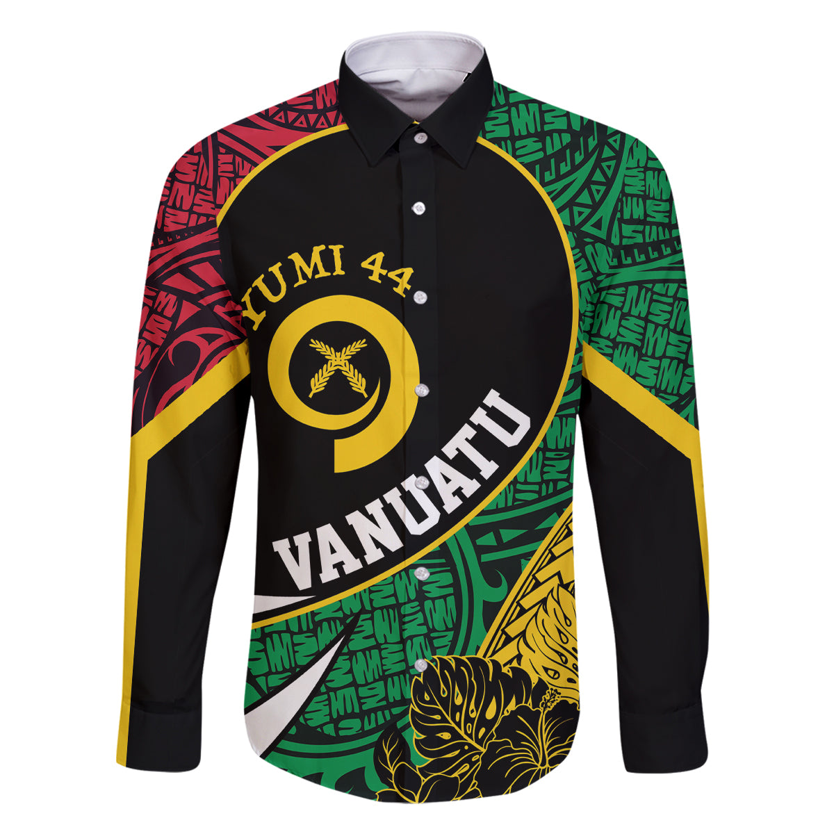 Vanuatu Independence Day Yumi 44 Family Matching Summer Maxi Dress and Hawaiian Shirt LT7 Dad's Shirt - Long Sleeve Colorful - Polynesian Pride