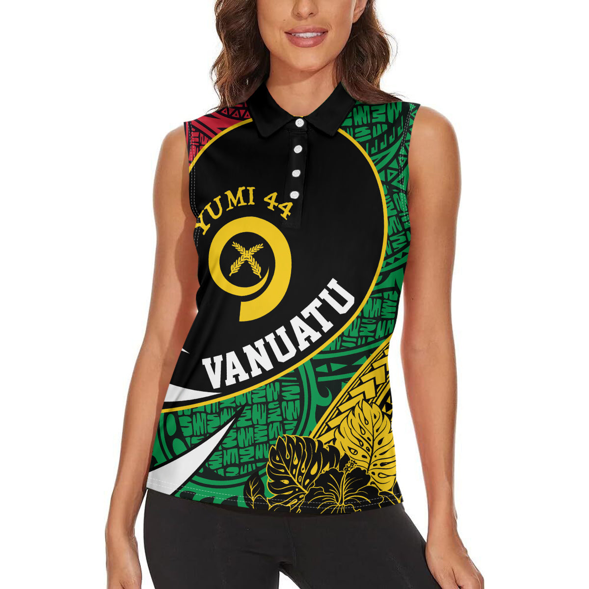 Vanuatu Independence Day Yumi 44 Women Sleeveless Polo Shirt LT7 - Polynesian Pride