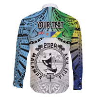 Malampa Fiji Day Family Matching Tank Maxi Dress and Hawaiian Shirt Gradient Style