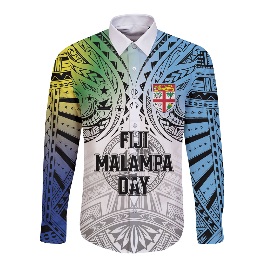 Malampa Fiji Day Long Sleeve Button Shirt Gradient Style