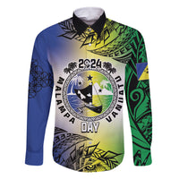 Malampa Day Family Matching Tank Maxi Dress and Hawaiian Shirt Emblem Gradient Style