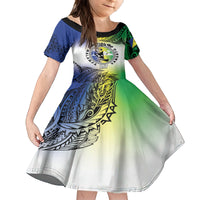 Malampa Day Kid Short Sleeve Dress Emblem Gradient Style LT7 KID Colorful - Polynesian Pride