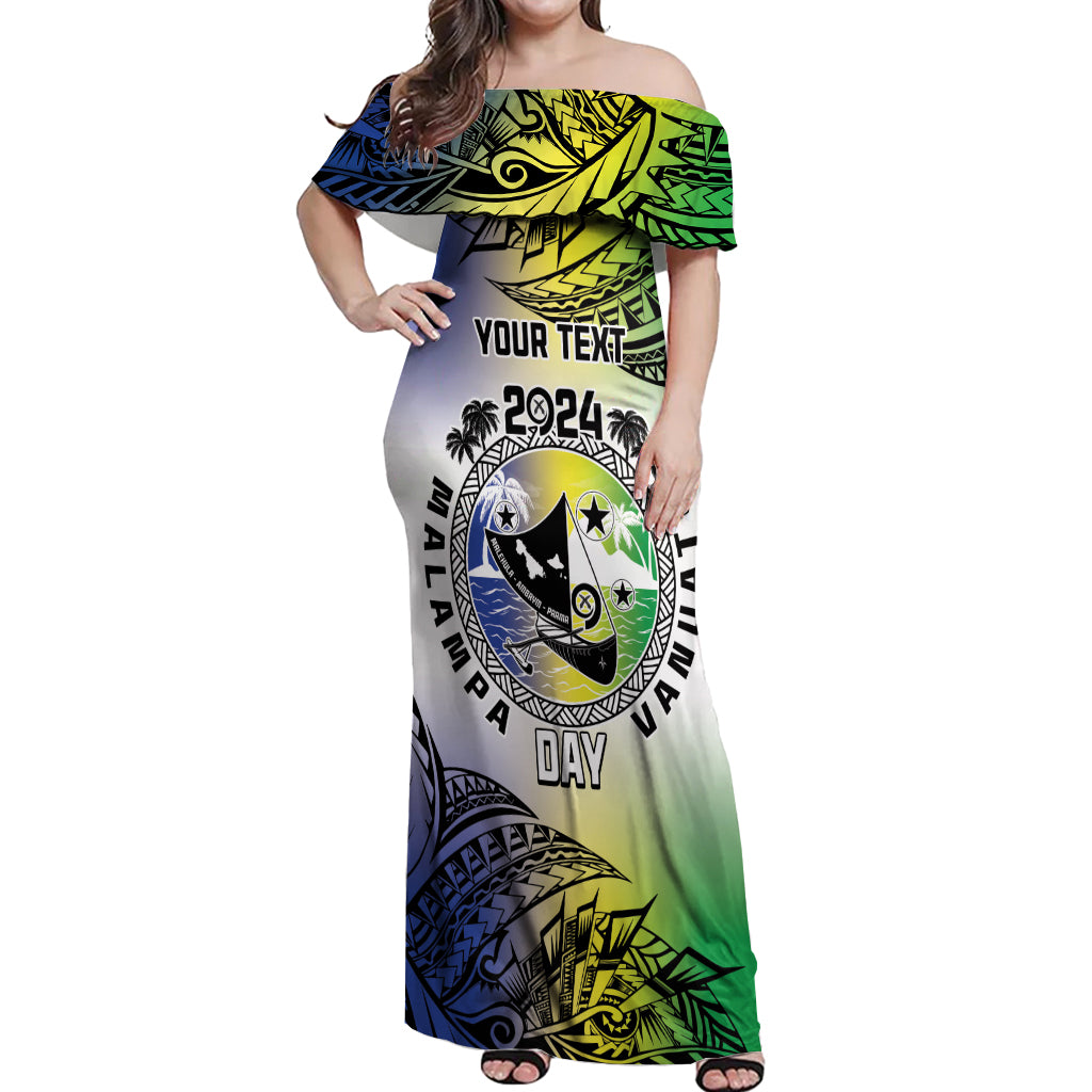 Malampa Day Off Shoulder Maxi Dress Emblem Gradient Style LT7 Women Colorful - Polynesian Pride