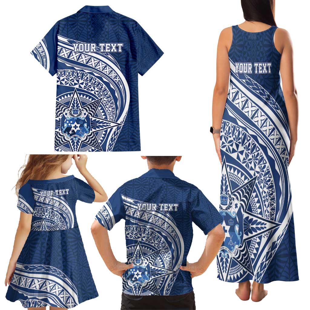 Tonga Queen Salote College Personalized Family Matching Tank Maxi Dress and Hawaiian Shirt Ngatu Tokelaufeletoa Motifs