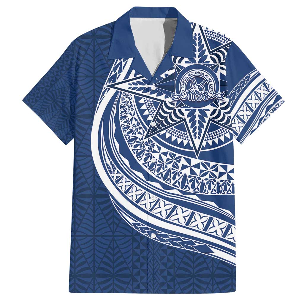 Tonga Queen Salote College Personalized Hawaiian Shirt Ngatu Tokelaufeletoa Motifs LT7 Navy Blue - Polynesian Pride