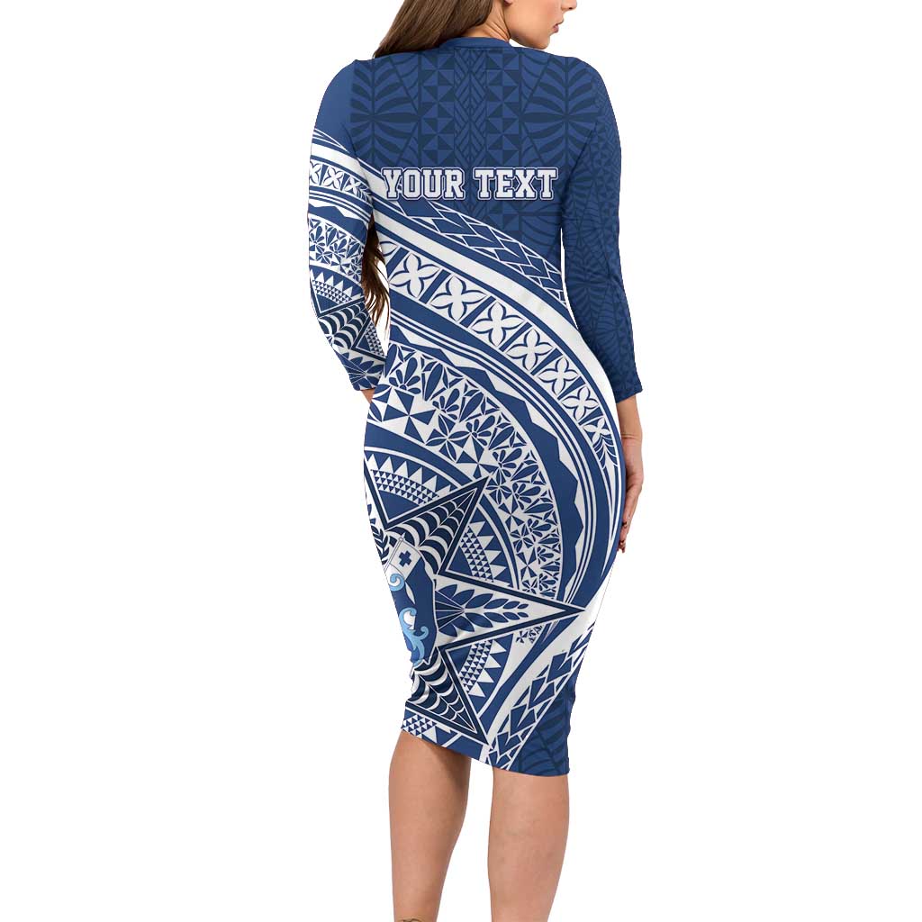 Tonga Queen Salote College Personalized Long Sleeve Bodycon Dress Ngatu Tokelaufeletoa Motifs LT7 - Polynesian Pride