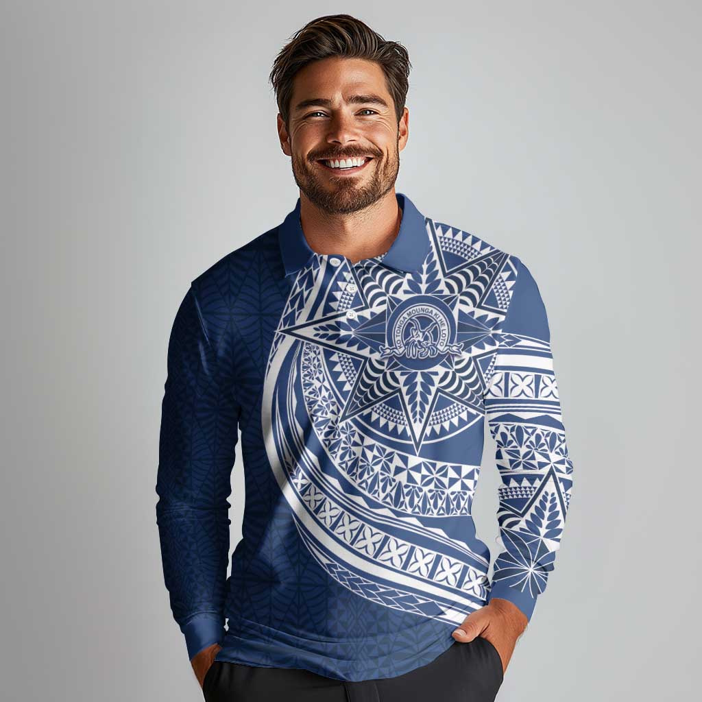 Tonga Queen Salote College Personalized Long Sleeve Polo Shirt Ngatu Tokelaufeletoa Motifs