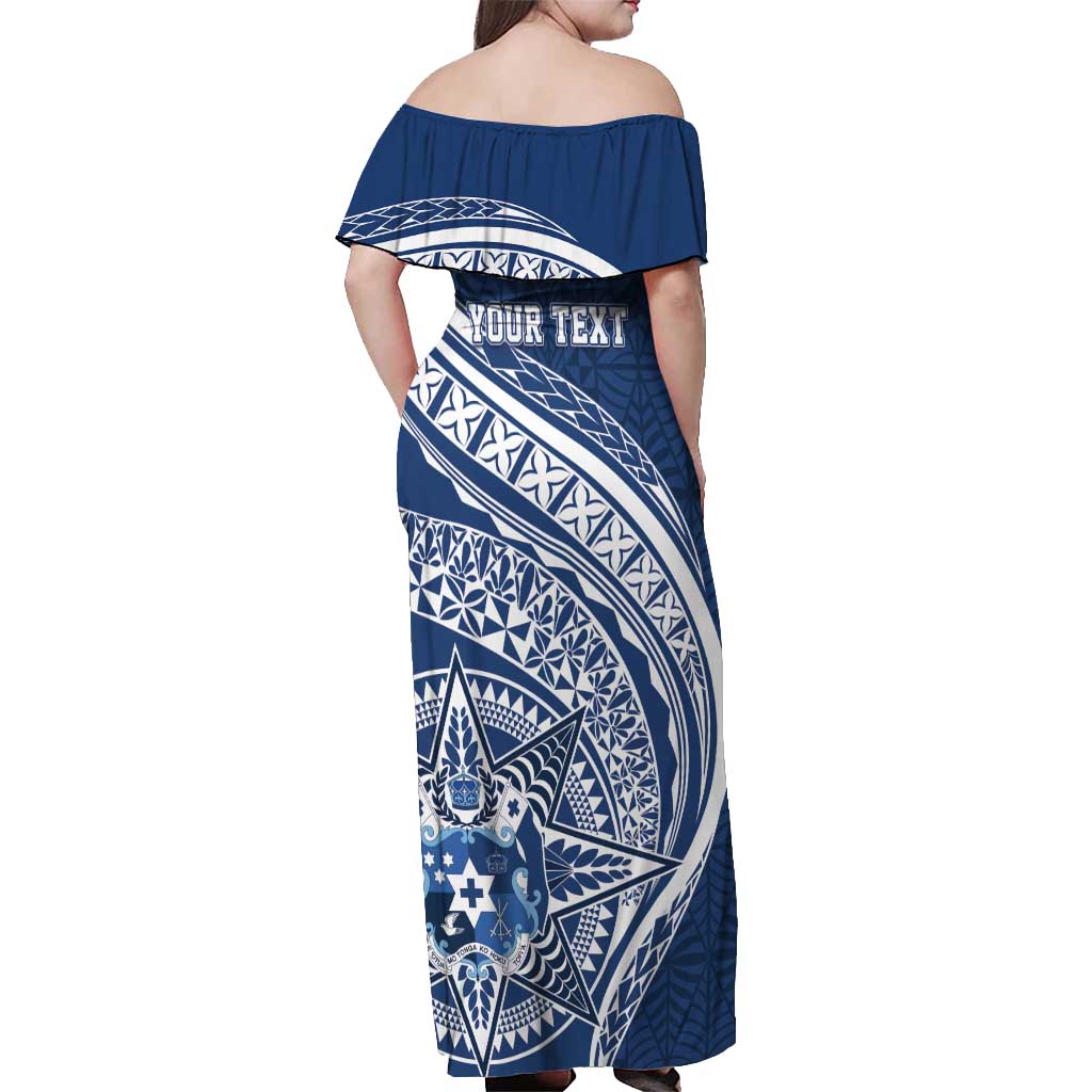 Tonga Queen Salote College Personalized Off Shoulder Maxi Dress Ngatu Tokelaufeletoa Motifs LT7 - Polynesian Pride