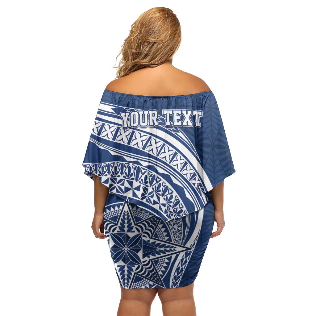 Tonga Queen Salote College Personalized Off Shoulder Short Dress Ngatu Tokelaufeletoa Motifs LT7 - Polynesian Pride