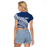 Tonga Queen Salote College Personalized Raglan Cropped T Shirt Ngatu Tokelaufeletoa Motifs LT7 - Polynesian Pride