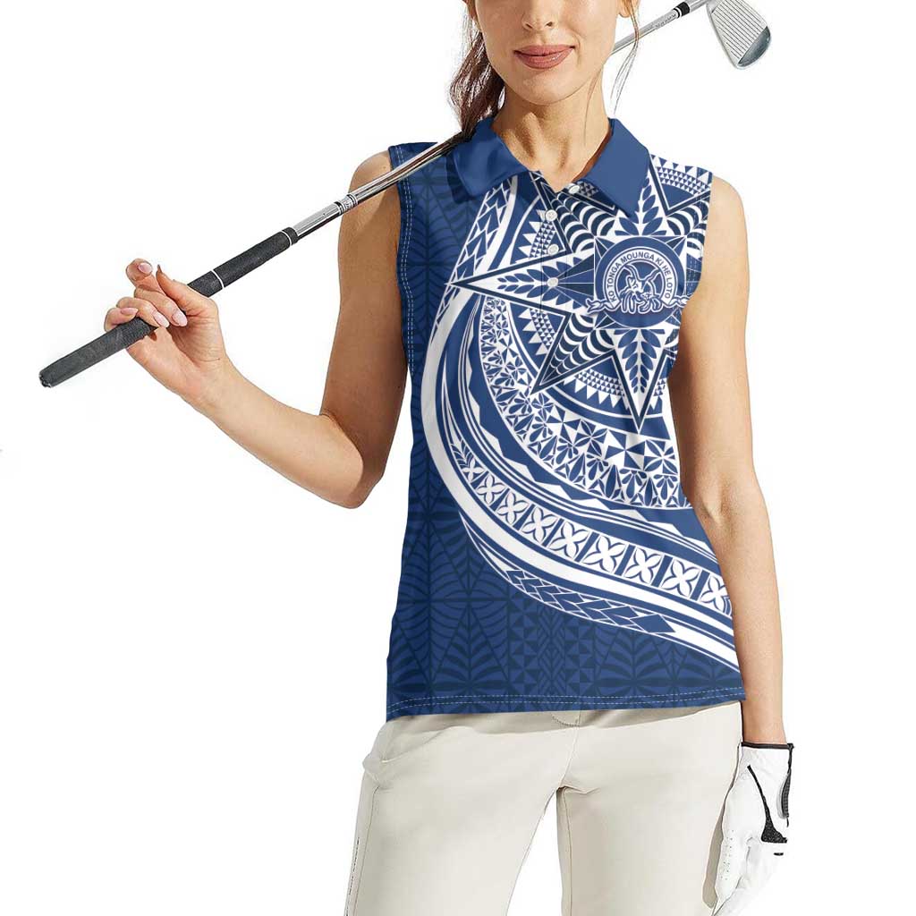 Tonga Queen Salote College Personalized Women Sleeveless Polo Shirt Ngatu Tokelaufeletoa Motifs