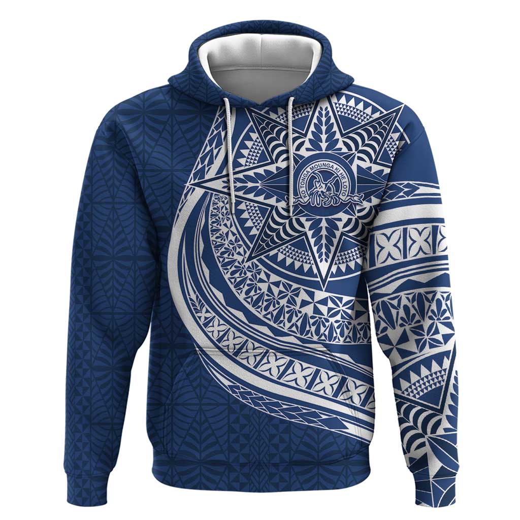 Tonga Queen Salote College Personalized Zip Hoodie Ngatu Tokelaufeletoa Motifs LT7 Pullover Hoodie Navy Blue - Polynesian Pride