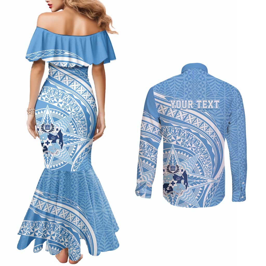 Tonga Apifo'ou Kolisi Personalized Couples Matching Mermaid Dress and Long Sleeve Button Shirt Ngatu Tokelaufeletoa Motifs