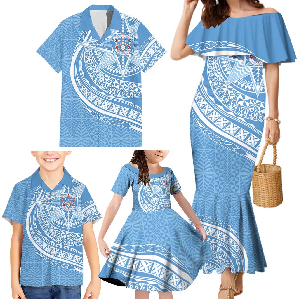 Tonga Apifo'ou Kolisi Personalized Family Matching Mermaid Dress and Hawaiian Shirt Ngatu Tokelaufeletoa Motifs