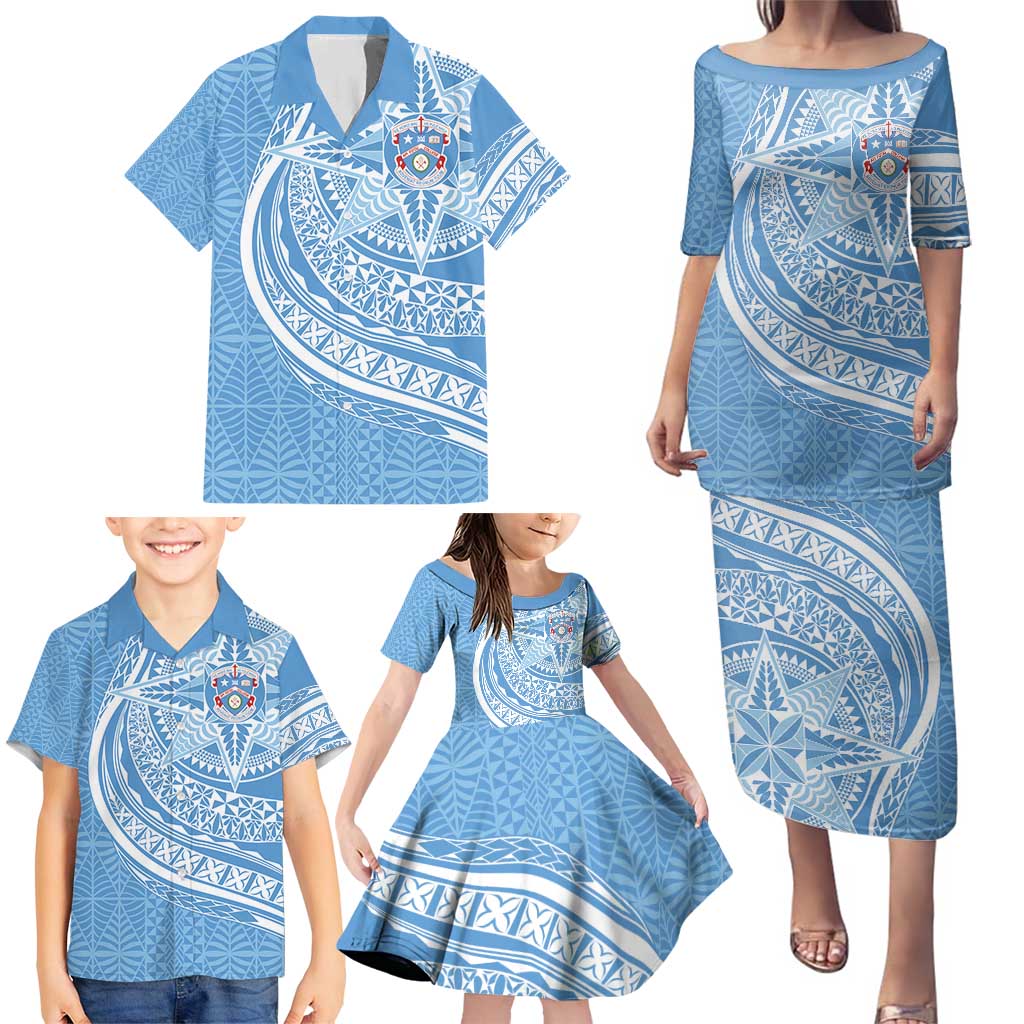 Tonga Apifo'ou Kolisi Personalized Family Matching Puletasi and Hawaiian Shirt Ngatu Tokelaufeletoa Motifs