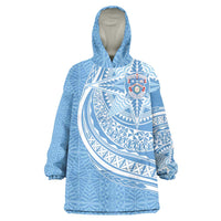 Tonga Apifo'ou Kolisi Personalized Wearable Blanket Hoodie Ngatu Tokelaufeletoa Motifs LT7 One Size Light Blue - Polynesian Pride