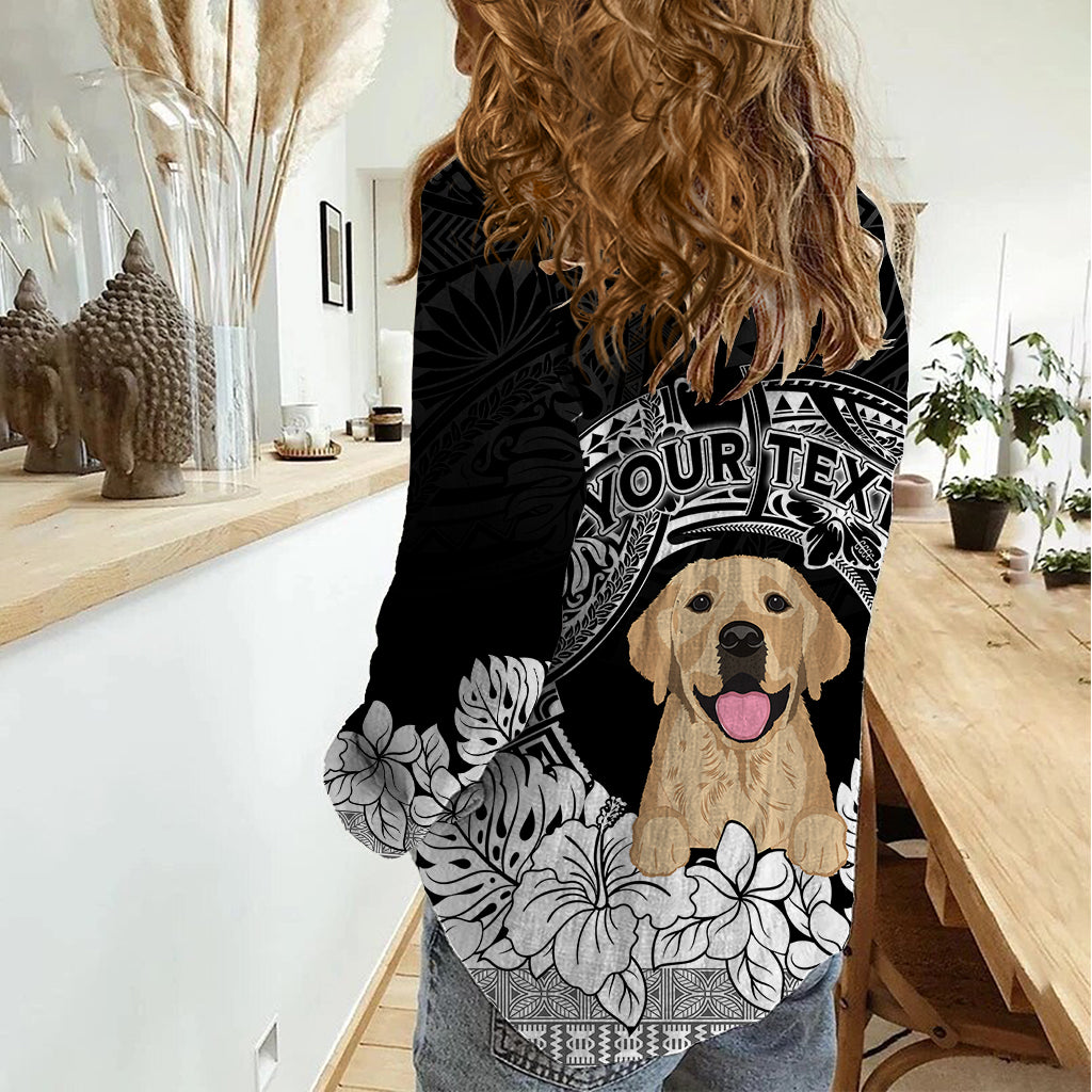 Personalised Dog Women Casual Shirt Golden Retriever With Polynesian Tapa Arch LT7 - Polynesian Pride