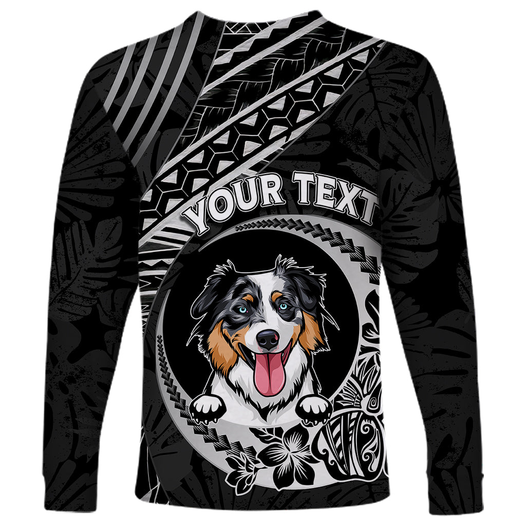 Personalised Polynesian Dog Long Sleeve Shirt With Australian Shepherd - Crescent Style LT7 - Polynesian Pride