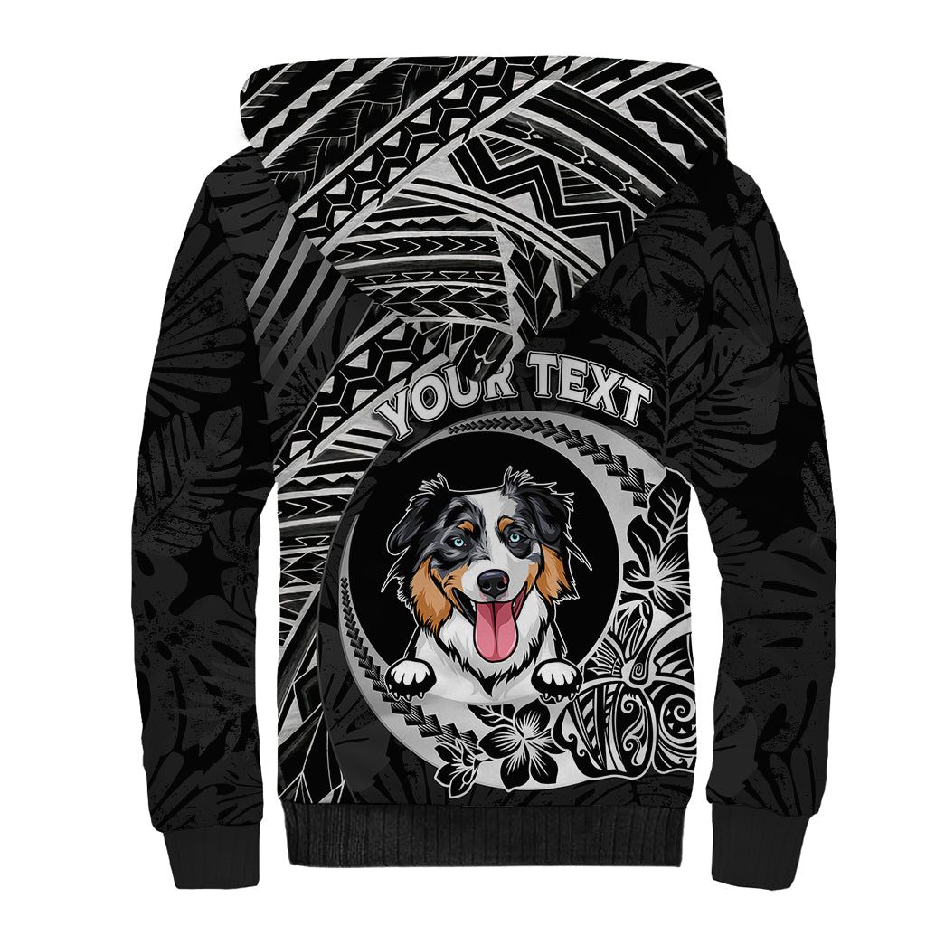 Personalised Polynesian Dog Sherpa Hoodie With Australian Shepherd - Crescent Style LT7 - Polynesian Pride