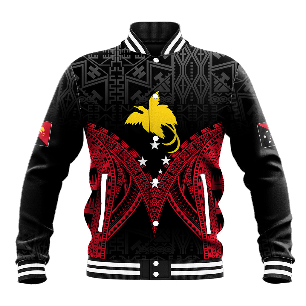 Personalised PNG Baseball Jacket Papua Motuan Mirror Style LT7 Unisex Black - Polynesian Pride