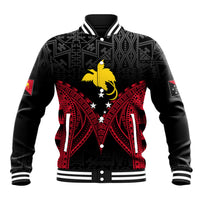 Personalised PNG Baseball Jacket Papua Motuan Mirror Style LT7 Unisex Black - Polynesian Pride