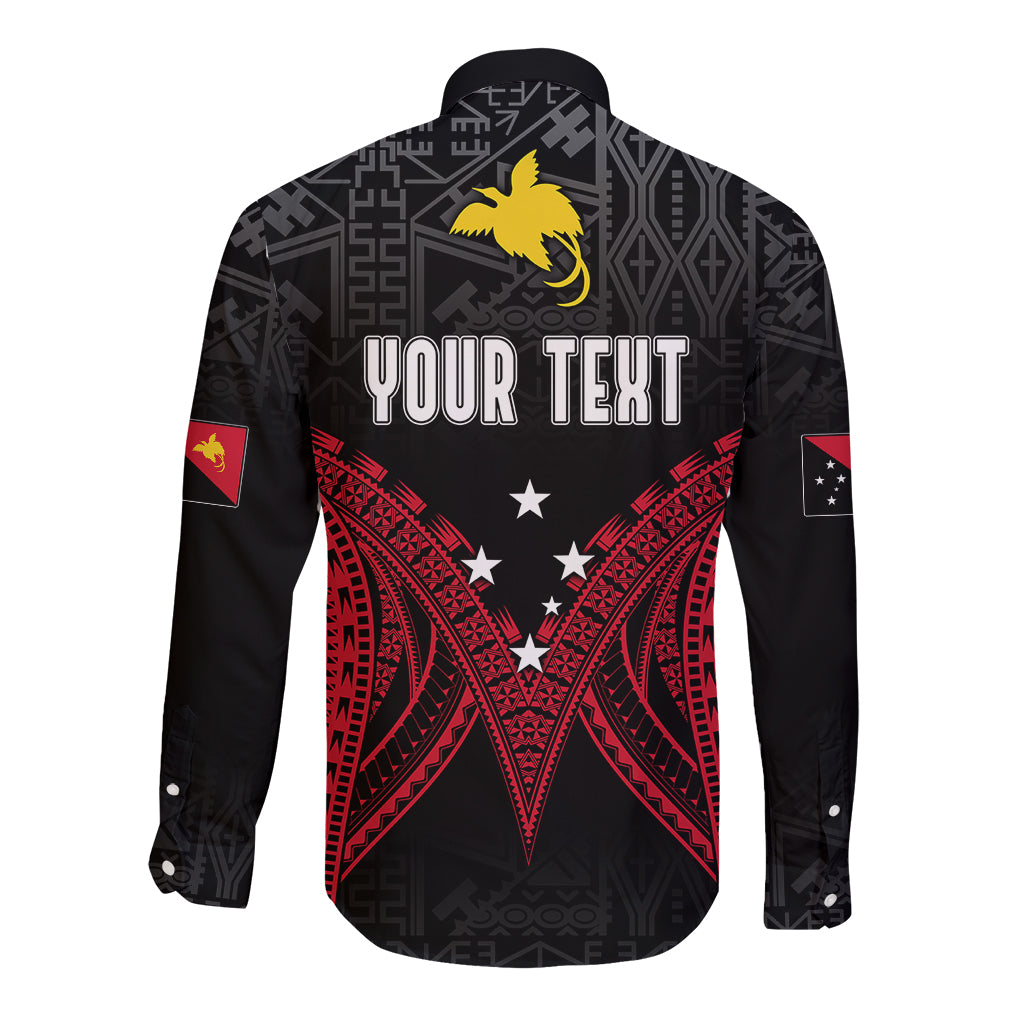 Personalised PNG Long Sleeve Button Shirt Papua Motuan Mirror Style LT7 - Polynesian Pride