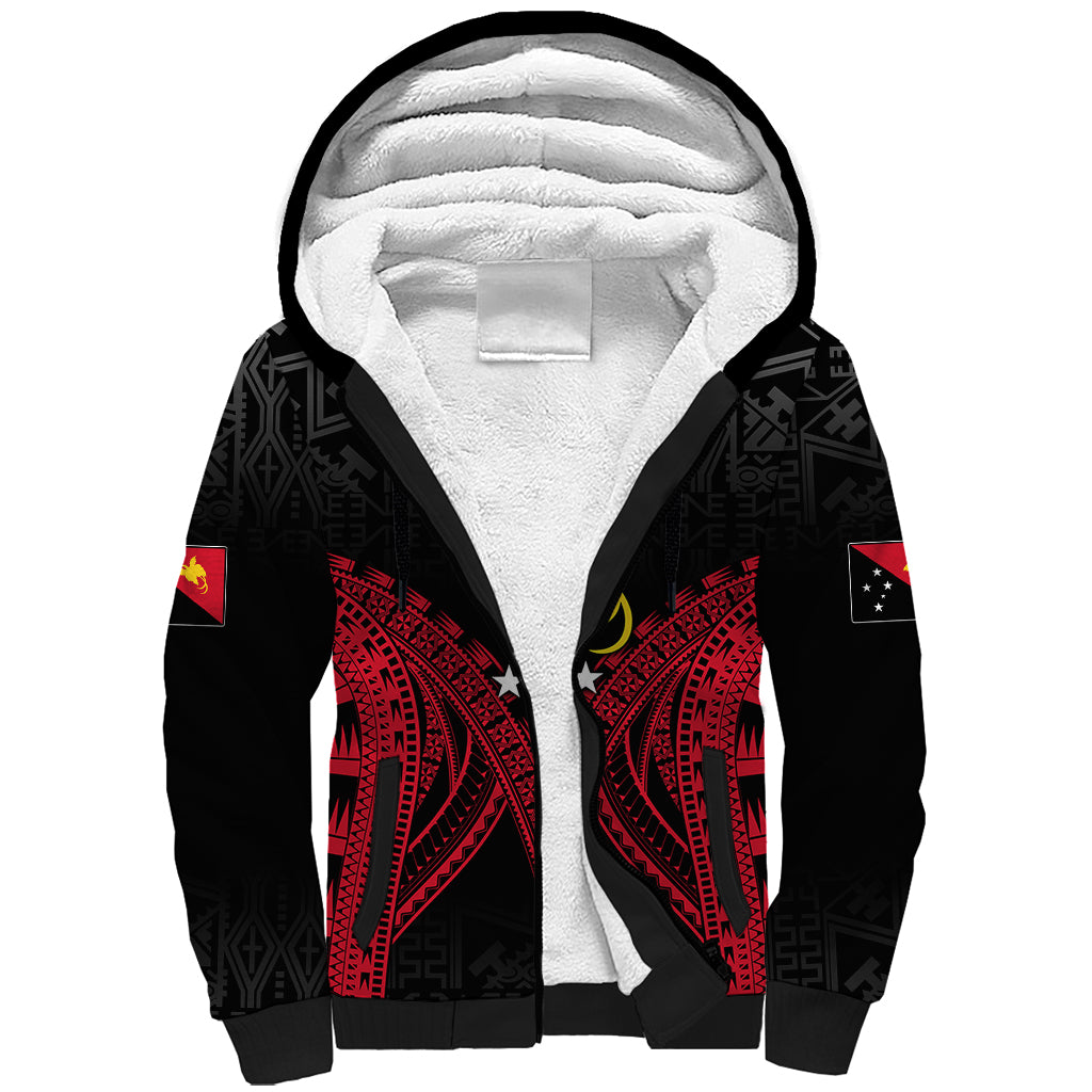 Personalised PNG Sherpa Hoodie Papua Motuan Mirror Style LT7 Unisex Black - Polynesian Pride