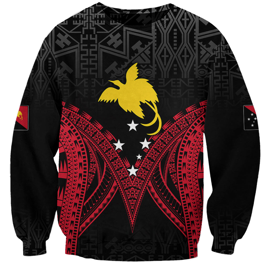 Personalised PNG Sweatshirt Papua Motuan Mirror Style LT7 Unisex Black - Polynesian Pride