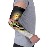 Hawaii Mokihana Mix Pikake Leis Mahalo 'Olelo Arm Sleeves Black LT7 - Polynesian Pride