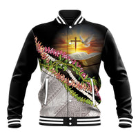 Hawaii Mokihana Mix Pikake Leis Mahalo 'Olelo Baseball Jacket Black LT7 Unisex Black - Polynesian Pride