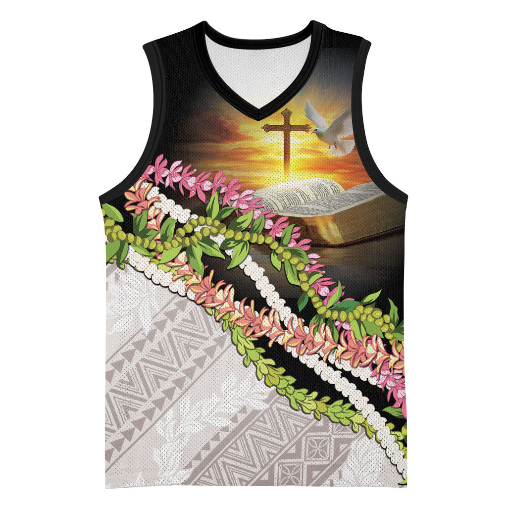Hawaii Mokihana Mix Pikake Leis Mahalo 'Olelo Basketball Jersey Black LT7 Unisex Black - Polynesian Pride