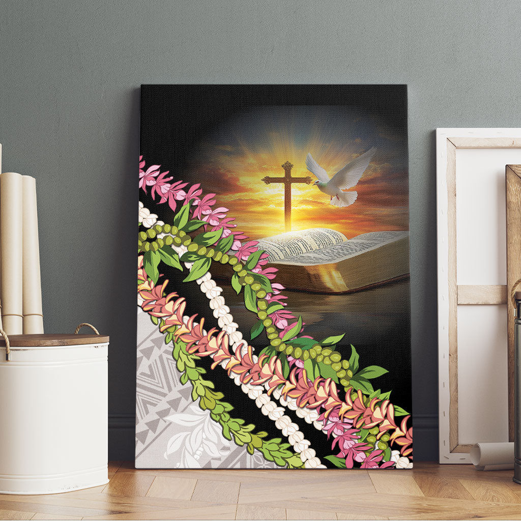 Hawaii Mokihana Mix Pikake Leis Mahalo 'Olelo Canvas Wall Art Black LT7 - Polynesian Pride