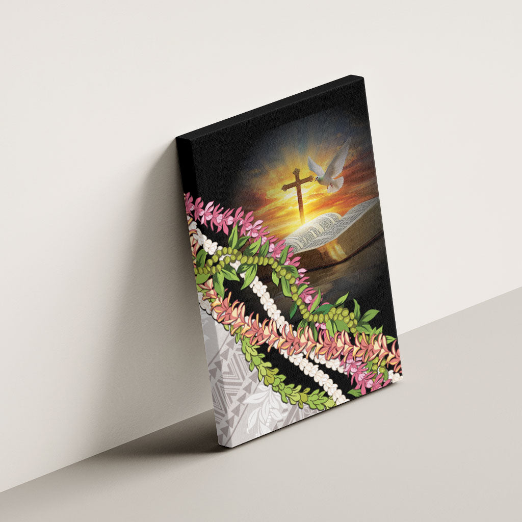 Hawaii Mokihana Mix Pikake Leis Mahalo 'Olelo Canvas Wall Art Black LT7 - Polynesian Pride