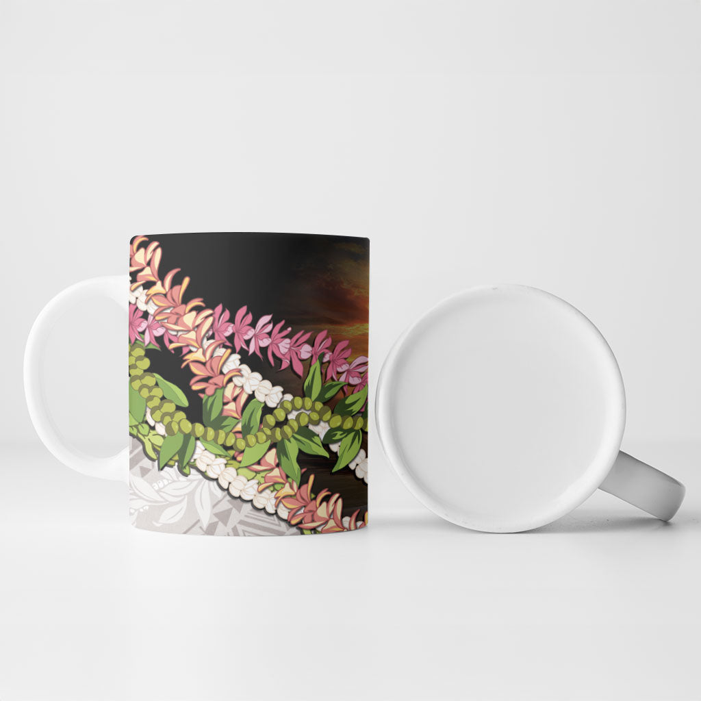 Hawaii Mokihana Mix Pikake Leis Mahalo 'Olelo Ceramic Mug Black LT7 - Polynesian Pride