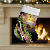 Hawaii Mokihana Mix Pikake Leis Mahalo 'Olelo Christmas Stocking Black LT7 Set of 2 Black - Polynesian Pride