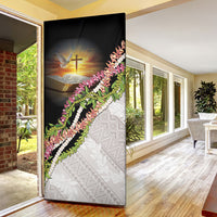 Hawaii Mokihana Mix Pikake Leis Mahalo 'Olelo Door Cover Black LT7 - Polynesian Pride