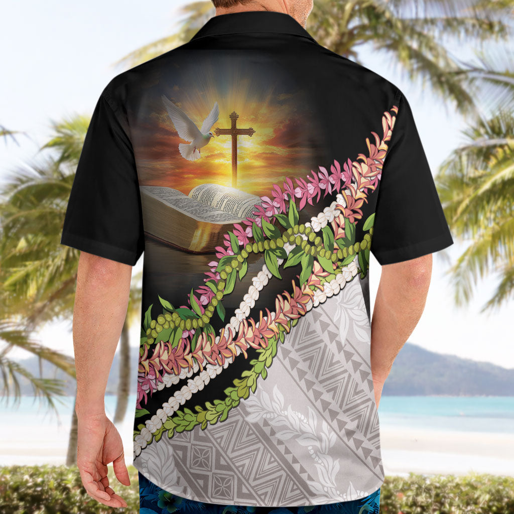 Hawaii Mokihana Mix Pikake Leis Mahalo 'Olelo Hawaiian Shirt Black LT7 - Polynesian Pride