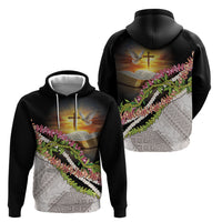 Hawaii Mokihana Mix Pikake Leis Mahalo 'Olelo Hoodie Black LT7 - Polynesian Pride