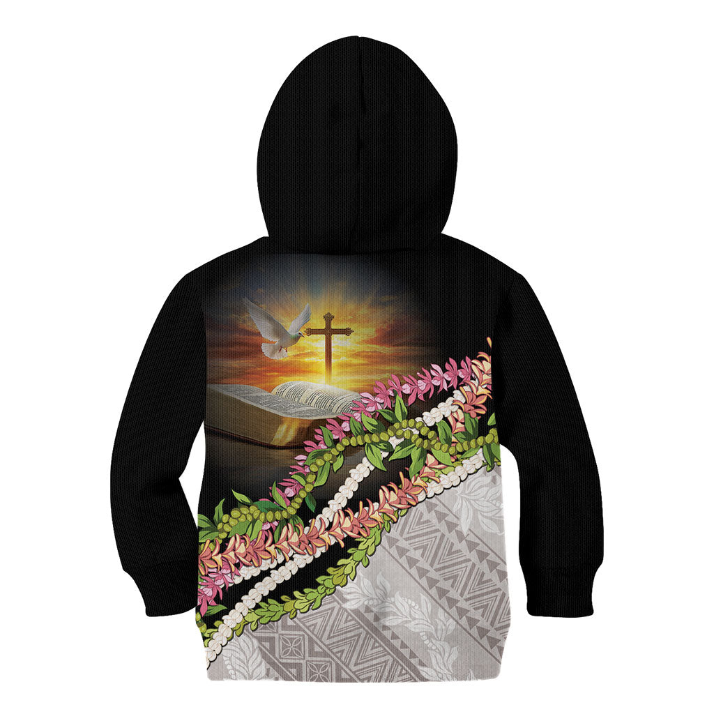 Hawaii Mokihana Mix Pikake Leis Mahalo 'Olelo Kid Hoodie Black LT7 - Polynesian Pride