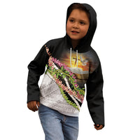 Hawaii Mokihana Mix Pikake Leis Mahalo 'Olelo Kid Hoodie Black LT7 - Polynesian Pride