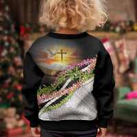 Hawaii Mokihana Mix Pikake Leis Mahalo 'Olelo Kid Ugly Christmas Sweater Black LT7 - Polynesian Pride