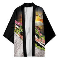 Hawaii Mokihana Mix Pikake Leis Mahalo 'Olelo Kimono Black LT7 Unisex Black - Polynesian Pride