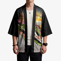 Hawaii Mokihana Mix Pikake Leis Mahalo 'Olelo Kimono Black LT7 - Polynesian Pride
