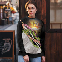 Hawaii Mokihana Mix Pikake Leis Mahalo 'Olelo Ugly Christmas Sweater Black LT7 - Polynesian Pride