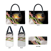 Hawaii Mokihana Mix Pikake Leis Mahalo 'Olelo Leather Bag Black LT7 - Polynesian Pride