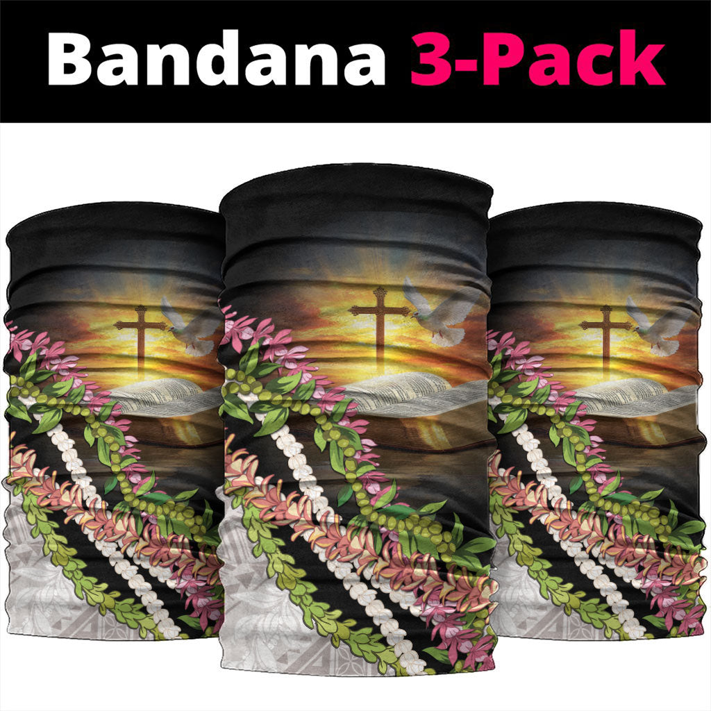 Hawaii Mokihana Mix Pikake Leis Mahalo 'Olelo Neck Gaiter Black LT7 package One Size: 25*50cm Black - Polynesian Pride